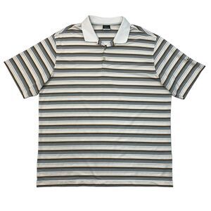 Nike Golf Shirt Mens XXL 2XL Gray Multi Striped Stretch Performance Dri Fit Polo